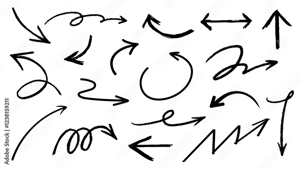 PNG black doodle arrow illustration design element set, transparent background PNG black doodle arrow illustration design element set, transparent background