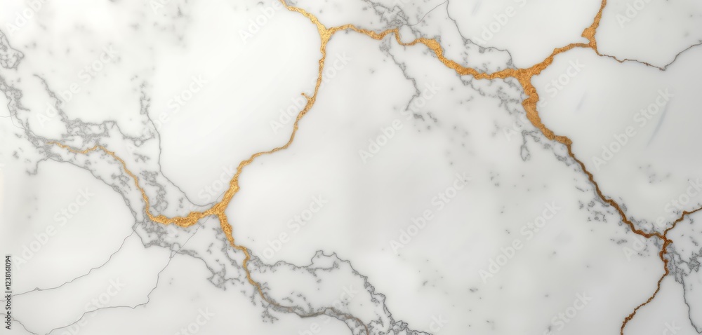 Obraz premium Elegant white marble texture with subtle gold veins. High resolution image ideal for interior design projects. Luxurious material suitable for countertops flooring. Natural pattern perfect for