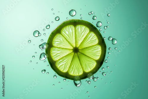 Slice of lime floating in water