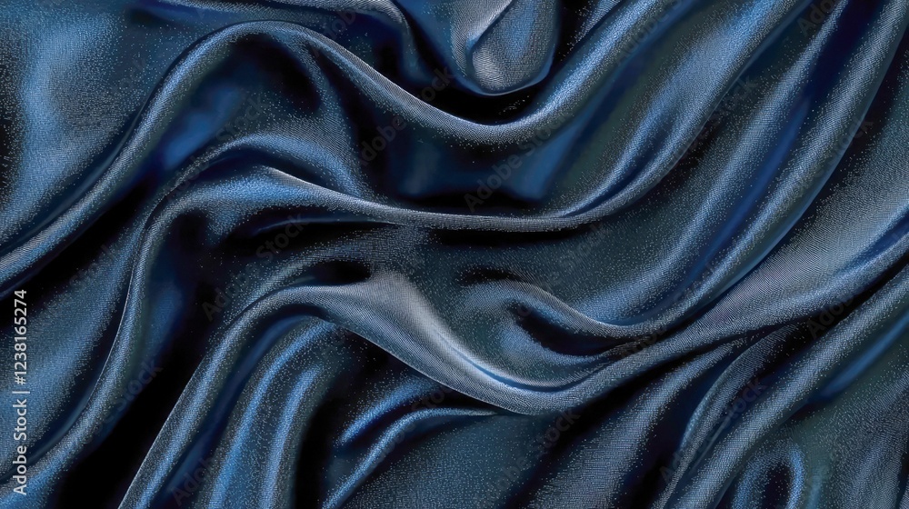 Fototapeta premium Elegant Blue Silk Fabric Texture: Luxurious Drapery and Smooth Waves Background