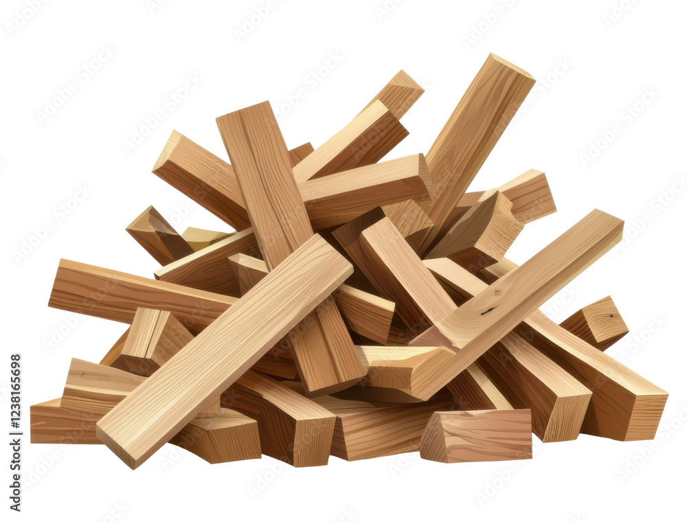 Pile of Wooden Blocks for Building and Creative Activities Pile of Wooden Blocks for Building and Creative Activities