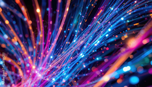 Wallpaper Mural Vivid Optical Fiber and Colored Electric Cables Glowing, Technology Background. Torontodigital.ca