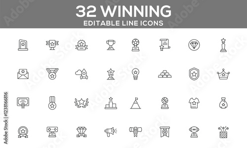 Winning & Achievement Line Icons