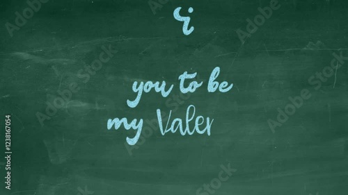 A playful chalkboard-style Valentine’s Day illustration with a mustache and romantic lettering. A creative design to express love in a fun and unique way
