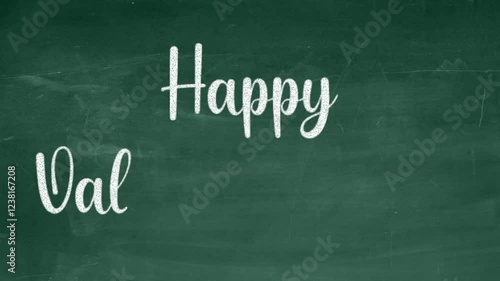 A festive chalkboard-style greeting with 'Happy Valentine’s Day' in elegant handwriting and red hearts. Perfect for romantic and love-themed projects