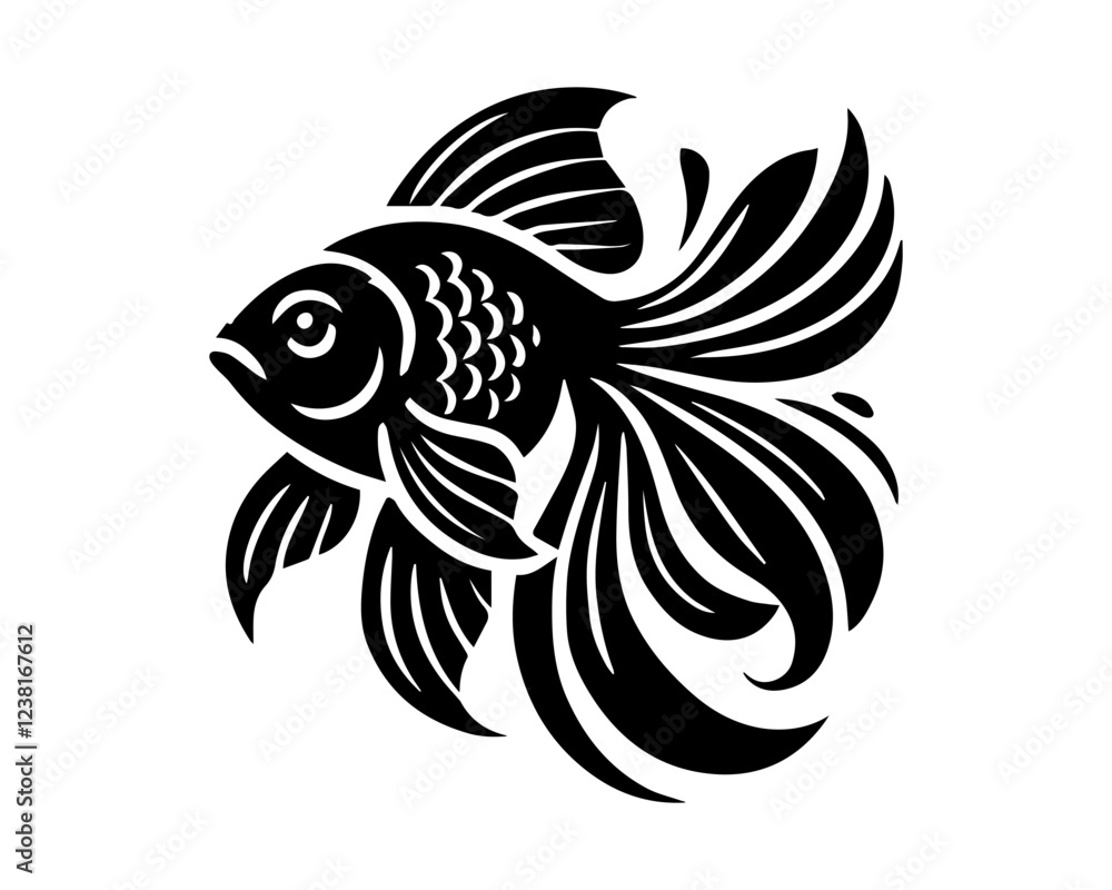 black Goldfish vector silhouette desing isolated on white backgrouund black Goldfish vector silhouette desing isolated on white backgrouund