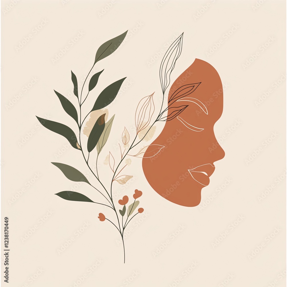 Abstract Profile of a Woman Enhanced with Delicate Leaves and Floral Elements, Beautiful Integration of Natural Forms and Human Features, Ideal for Contemporary Artistic Graphics
Abstract Profile of a Woman Enhanced with Delicate Leaves and Floral Elements, Beautiful Integration of Natural Forms and Human Features, Ideal for Contemporary Artistic Graphics
