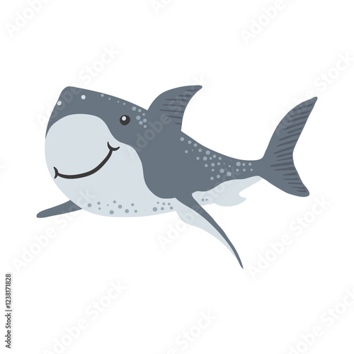Funny shark fish isolated on white background