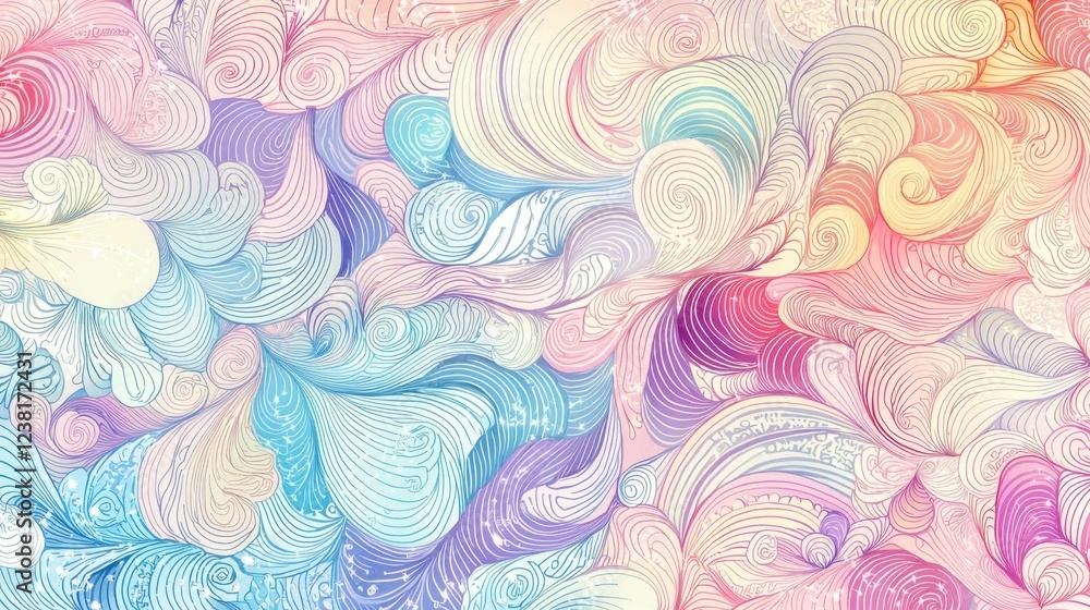 Obraz premium Colorful Swirling Abstract Design with Soft Pastel Tones
