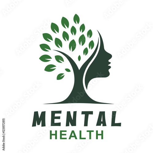 A logo design for a mental health organization featuring a tree of life and a person's profile.