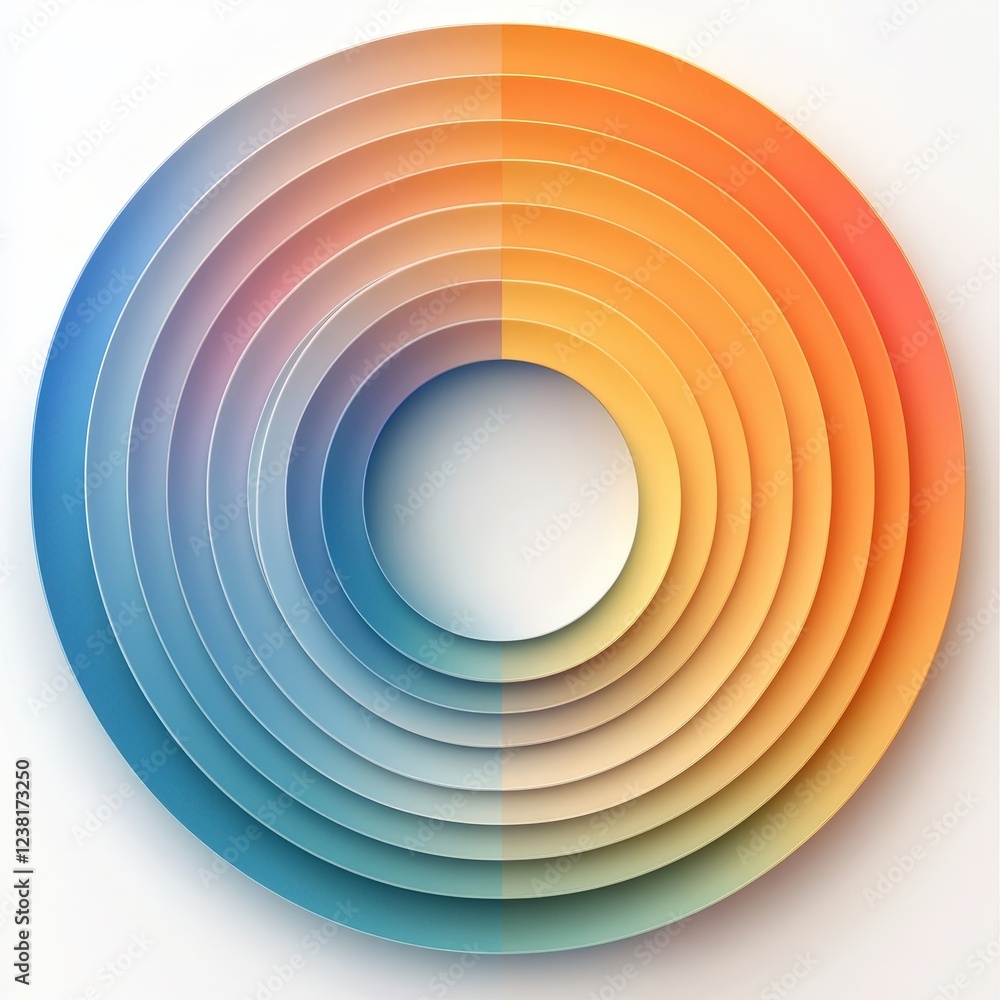 Fototapeta premium A colorful circle with blue and orange sections