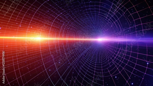 3D diagram showing the relationship between light, velocity, and the curvature of spacetime.