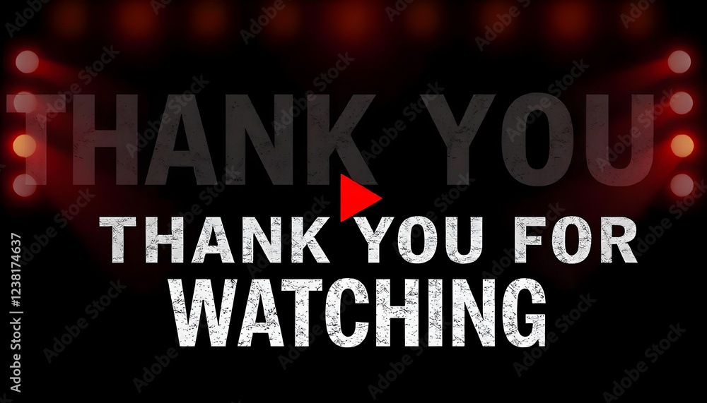 Design a dark-themed banner with bold text saying ‘Thank You for Watching,’ featuring a red play. Design a dark-themed banner with bold text saying ‘Thank You for Watching,’ featuring a red play.