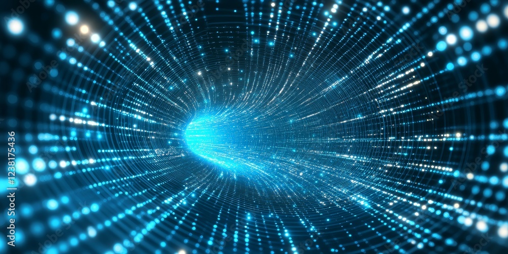 Futuristic Blue Tech Background With Flowing Pattern Of Digital Circuits And Bright Light Points Futuristic Blue Tech Background With Flowing Pattern Of Digital Circuits And Bright Light Points