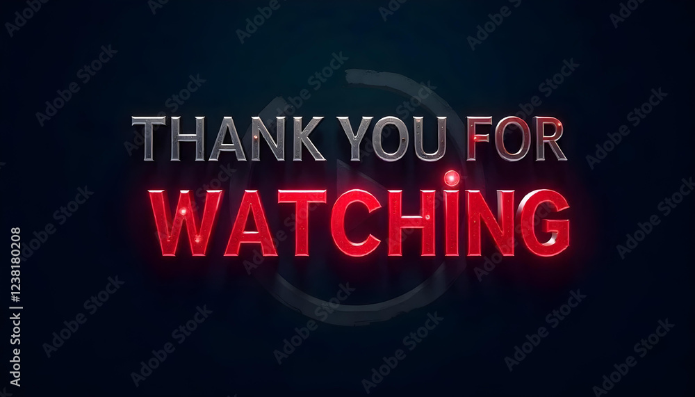 Obraz premium Design a dark-themed banner with bold text saying ‘Thank You for Watching,’ featuring a red play