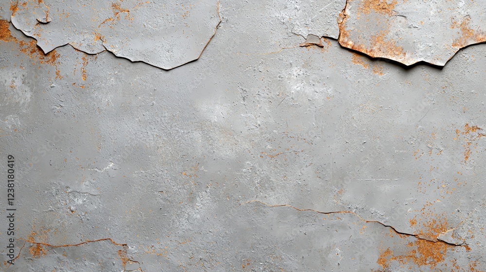 Fototapeta premium Rust and peeling paint on a textured concrete surface, ideal for backgrounds and design projects.