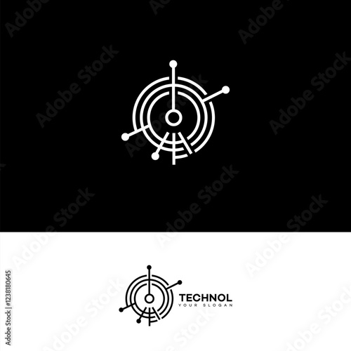 Technologic Circular Network Connection Design Logo Branding