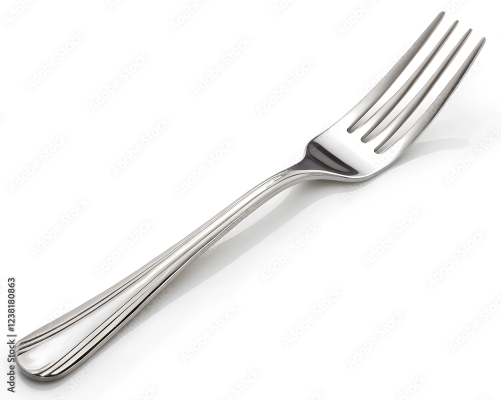 High-resolution stainless steel fork isolated on white background, ideal for culinary arts, food photography, and kitchenware design projects High-resolution stainless steel fork isolated on white background, ideal for culinary arts, food photography, and kitchenware design projects
