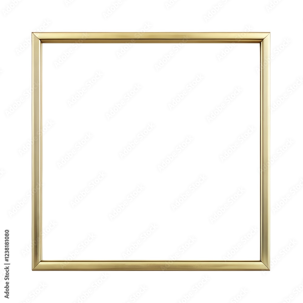 thin Square gold frame with a minimalist design, ideal for modern decor and displaying art or photos. Isolated on white background thin Square gold frame with a minimalist design, ideal for modern decor and displaying art or photos. Isolated on white background