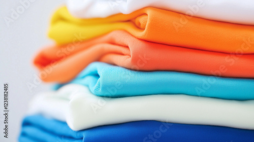 Stack of Colorful T-shirts:...
