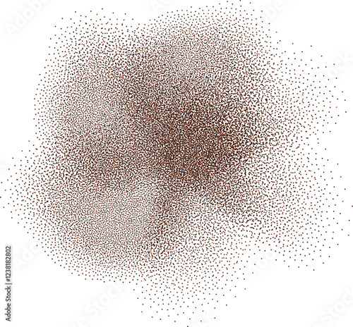 Chocolate and coffee powder, scattered cocoa on a light background. Particles of earth and dust. Brown sand texture.Top view of the cake.