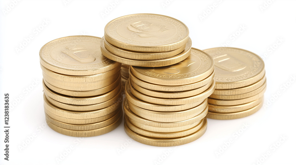 Stacks of Gold Coins: Several stacks of shiny gold coins sit together, suggesting wealth, prosperity, and financial success. The image is ideal for illustrating concepts related to finance. Stacks of Gold Coins: Several stacks of shiny gold coins sit together, suggesting wealth, prosperity, and financial success. The image is ideal for illustrating concepts related to finance.