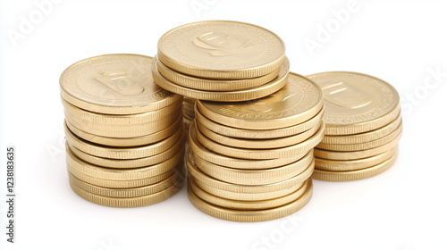 Stacks of Gold Coins:  Seve...