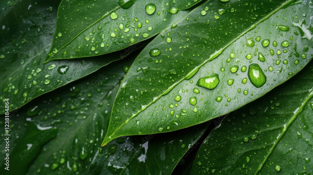 Capturing the intricate details of dew-kissed green leaves, this image reflects nature's elegance and purity, showcasing droplets as they rest on the surface, embodying freshness. Capturing the intricate details of dew-kissed green leaves, this image reflects nature's elegance and purity, showcasing droplets as they rest on the surface, embodying freshness.