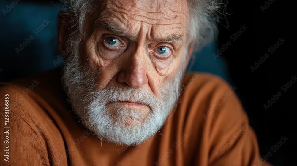 A contemplative elderly man viewed in a soft light, expressing deep thoughts through his somber gaze, revealing a depth of character and emotional resonance. A contemplative elderly man viewed in a soft light, expressing deep thoughts through his somber gaze, revealing a depth of character and emotional resonance.
