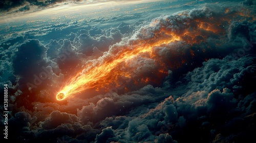 Wallpaper Mural Cosmic Fireball: A Fiery Meteor Engulfs the Night Sky in a Breathtaking Celestial Display Torontodigital.ca