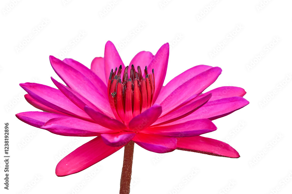 Obraz premium Red lotus flowers bloom Beautiful, isolated on a white background
