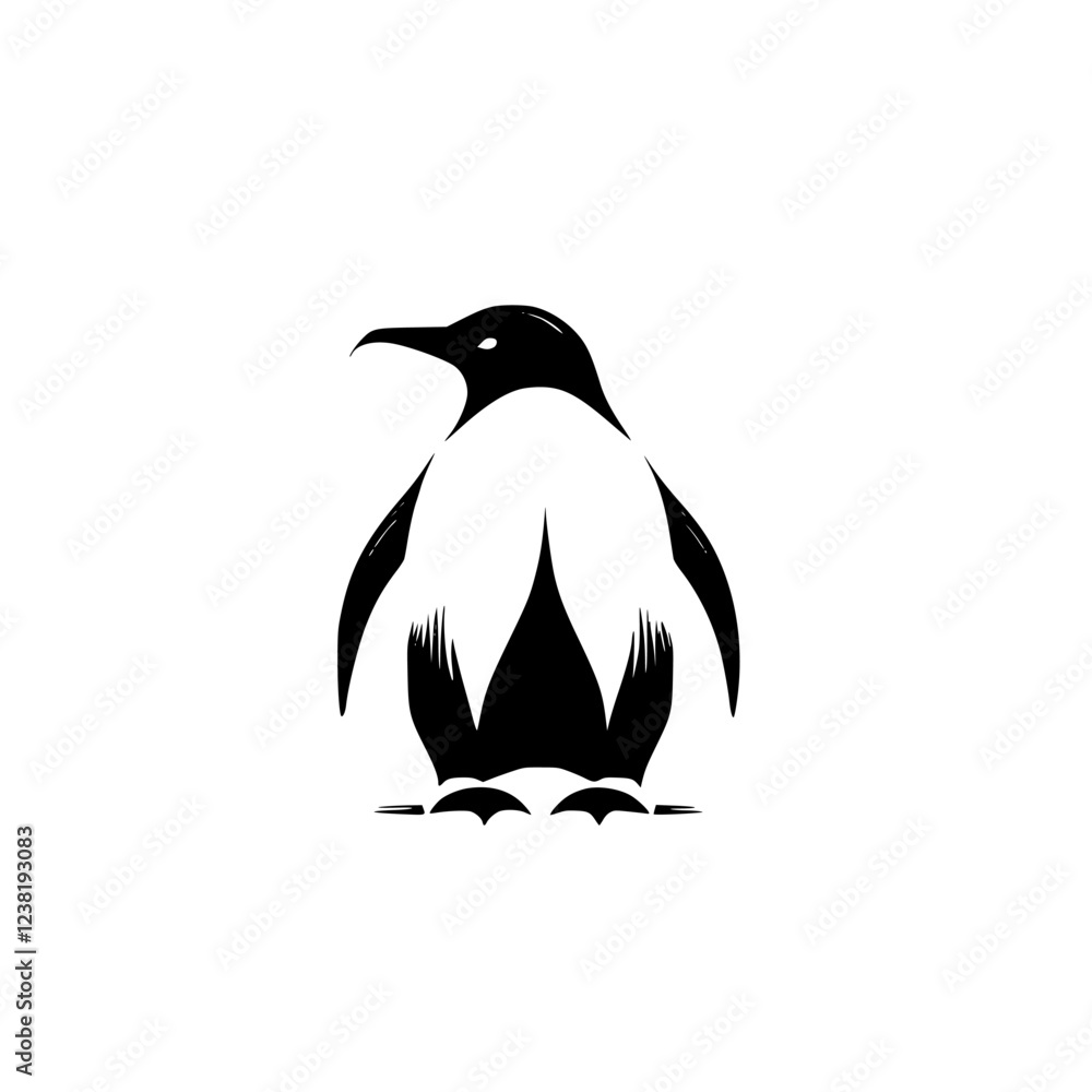 Obraz premium Elegant Monochrome Penguin Illustration: A Stylish Vector Graphic Design