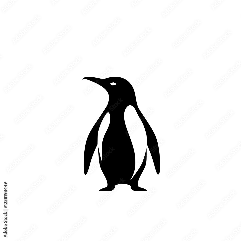 Obraz premium Majestic Penguin Silhouette: Elegant Black and White Bird Icon