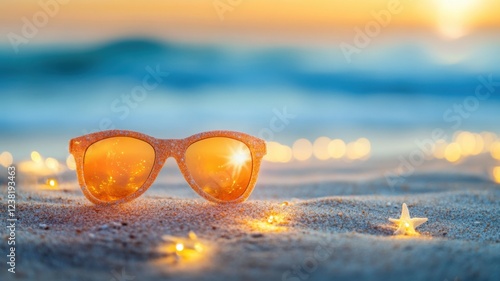 Wallpaper Mural Golden sunset reflection beach photography serene environment close-up viewpoint relaxation concept Torontodigital.ca