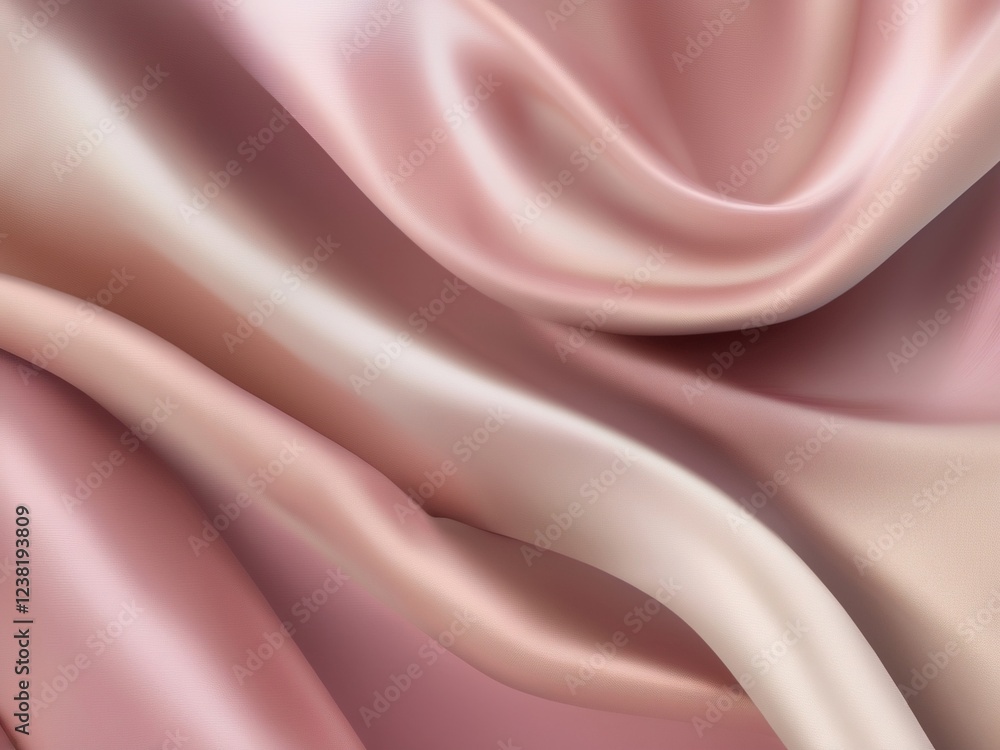 Obraz premium Beautiful, Smooth Bridal Banner.p[ink Glistening Fabric Background with Wrinkles and Folds.