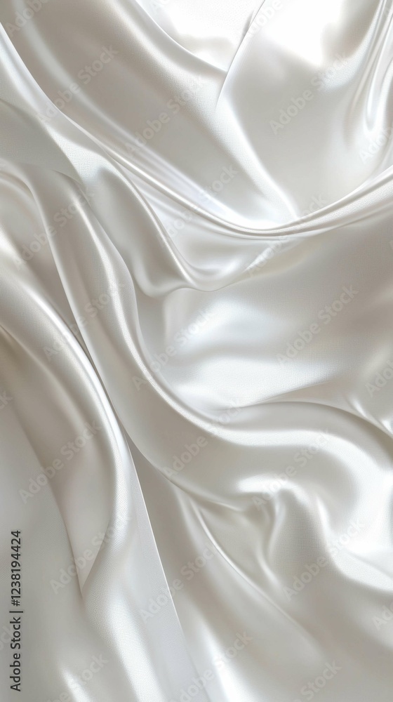 Obraz premium Smooth and Lustrous White Satin Fabric with Gentle Drapes and Creases