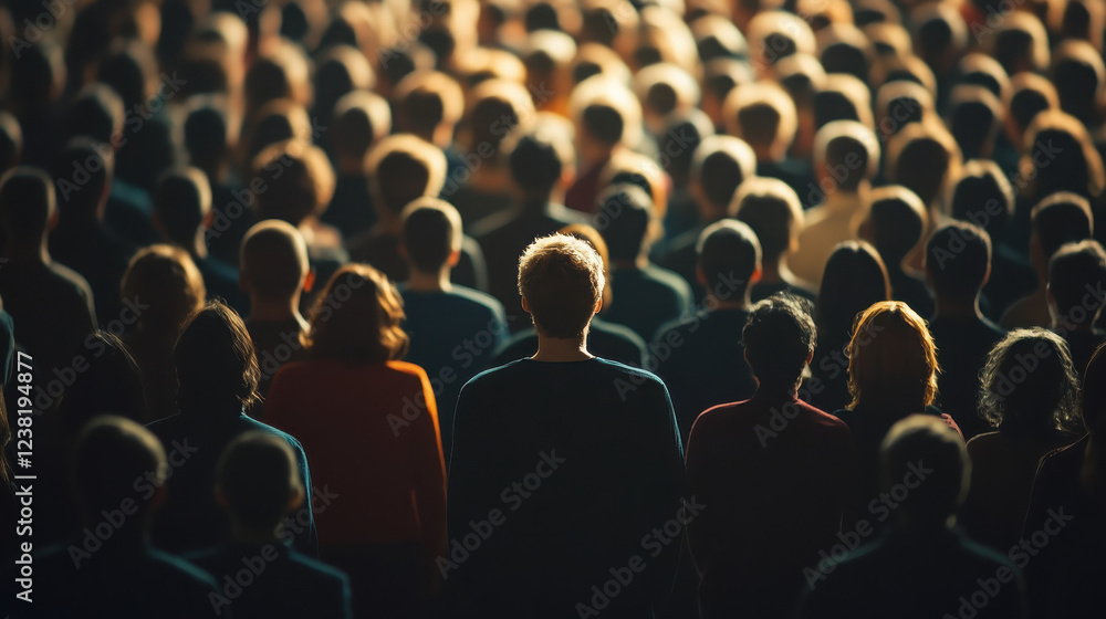Obraz premium A crowd of people facing away, highlighting a sense of unity or collective experience.