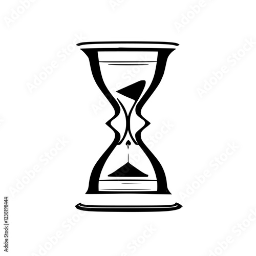 Hourglass: A Timeless Symbol of the Flow of Time.  Elegant monochrome illustration of a classic hourglass, symbolizing the fleeting nature of moments and the passage of time.