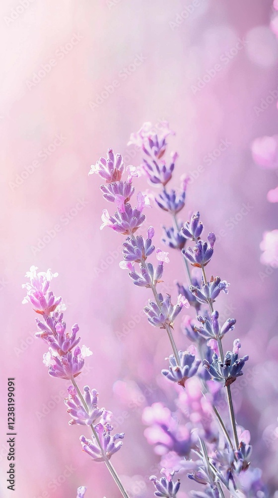Fototapeta premium Vibrant Lavender Blooms on Soft Pastel Background in Natural Light