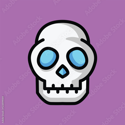 Skull, human organ cartoon, doodle vector illustration, simple concept, Isolated premium vector