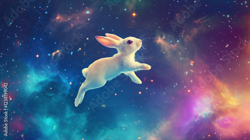 rabbit discovering the magic of universe photo