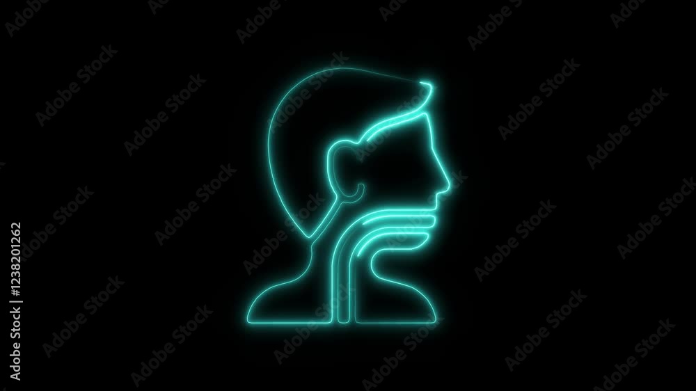 Glowing Neon Esophagus Icon, Symbol of Digestive Health, Medical Care, and Wellness, HD Motion Graphic Animation on Black Background Glowing Neon Esophagus Icon, Symbol of Digestive Health, Medical Care, and Wellness, HD Motion Graphic Animation on Black Background