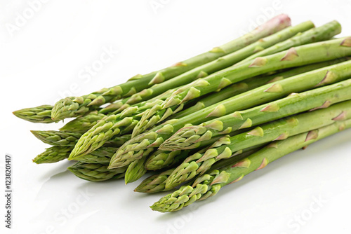 Several asparagus plants on a white background