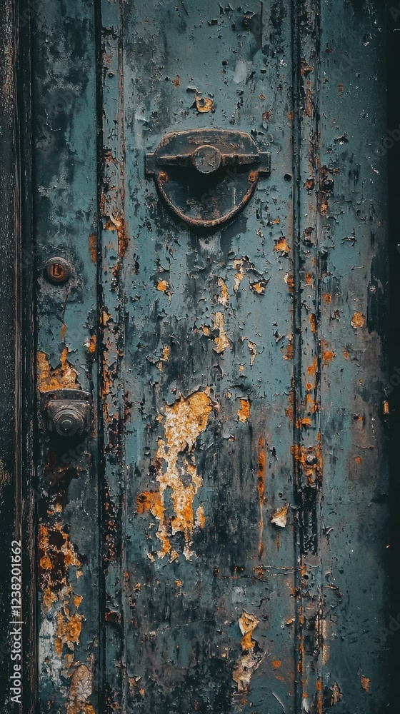 Rustic Blue Door With Peeling Paint and Weathered Texture Details Rustic Blue Door With Peeling Paint and Weathered Texture Details
