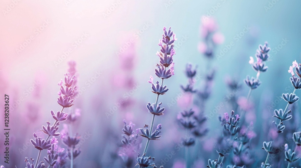 Fototapeta premium Soft Lavender Blooms with Gentle Color Palette in Natural Setting