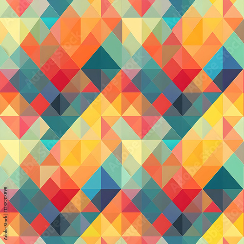Wallpaper Mural A vibrant geometric pattern featuring colorful triangles in a repeating design. Torontodigital.ca