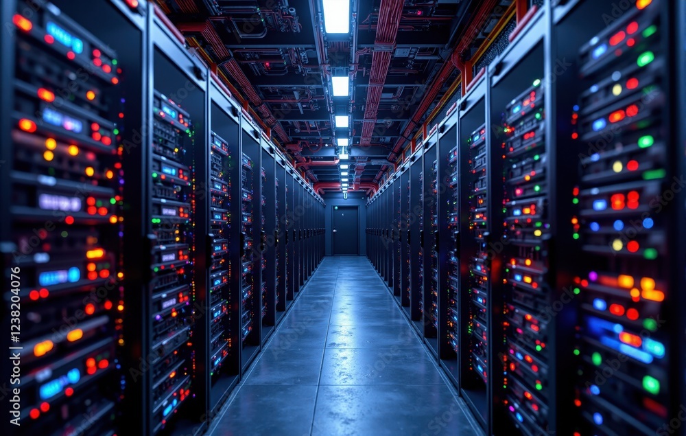 Interior View of a Data Center with Server Racks Interior View of a Data Center with Server Racks