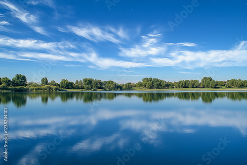 Breathtaking cosmic landscape featuring serene water and distant mountains during twilight