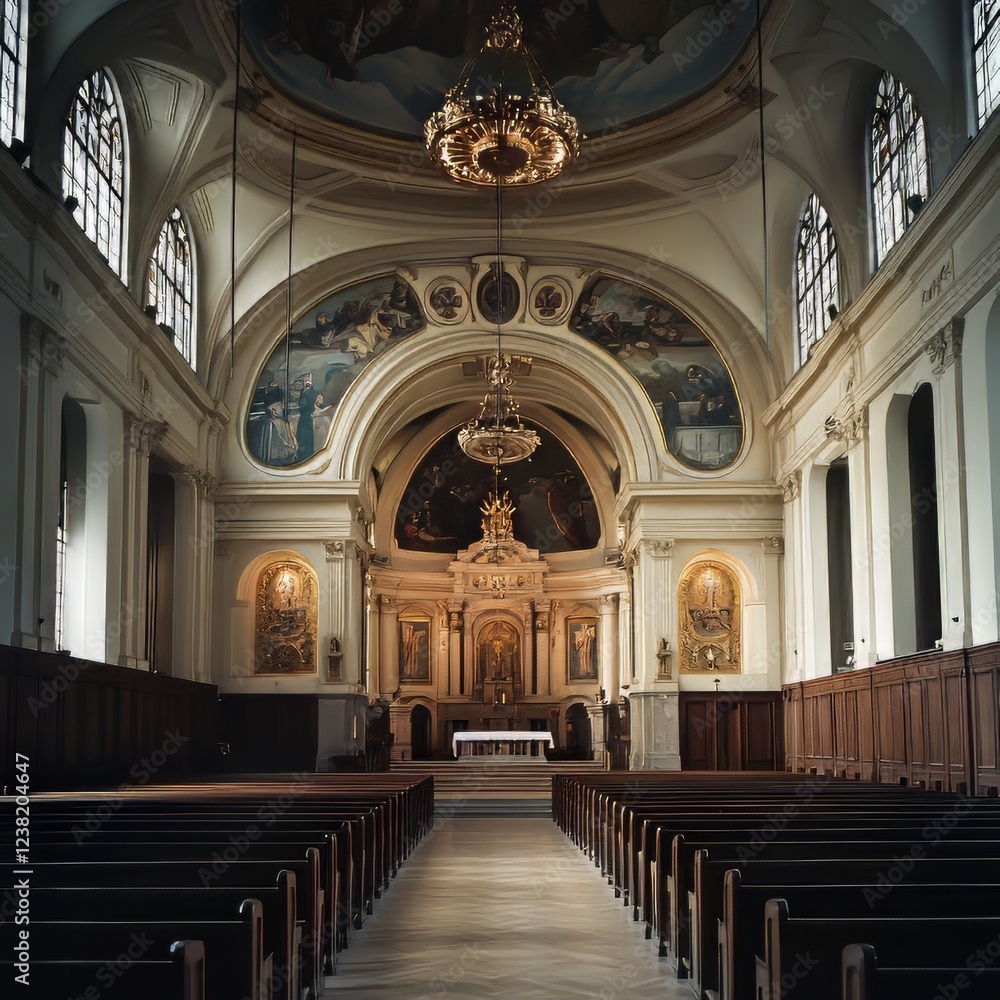 Grandiose church interior, serene and calm. Grandiose church interior, serene and calm.