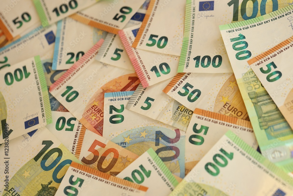 Pile of euro paper banknotes as finance background Pile of euro paper banknotes as finance background